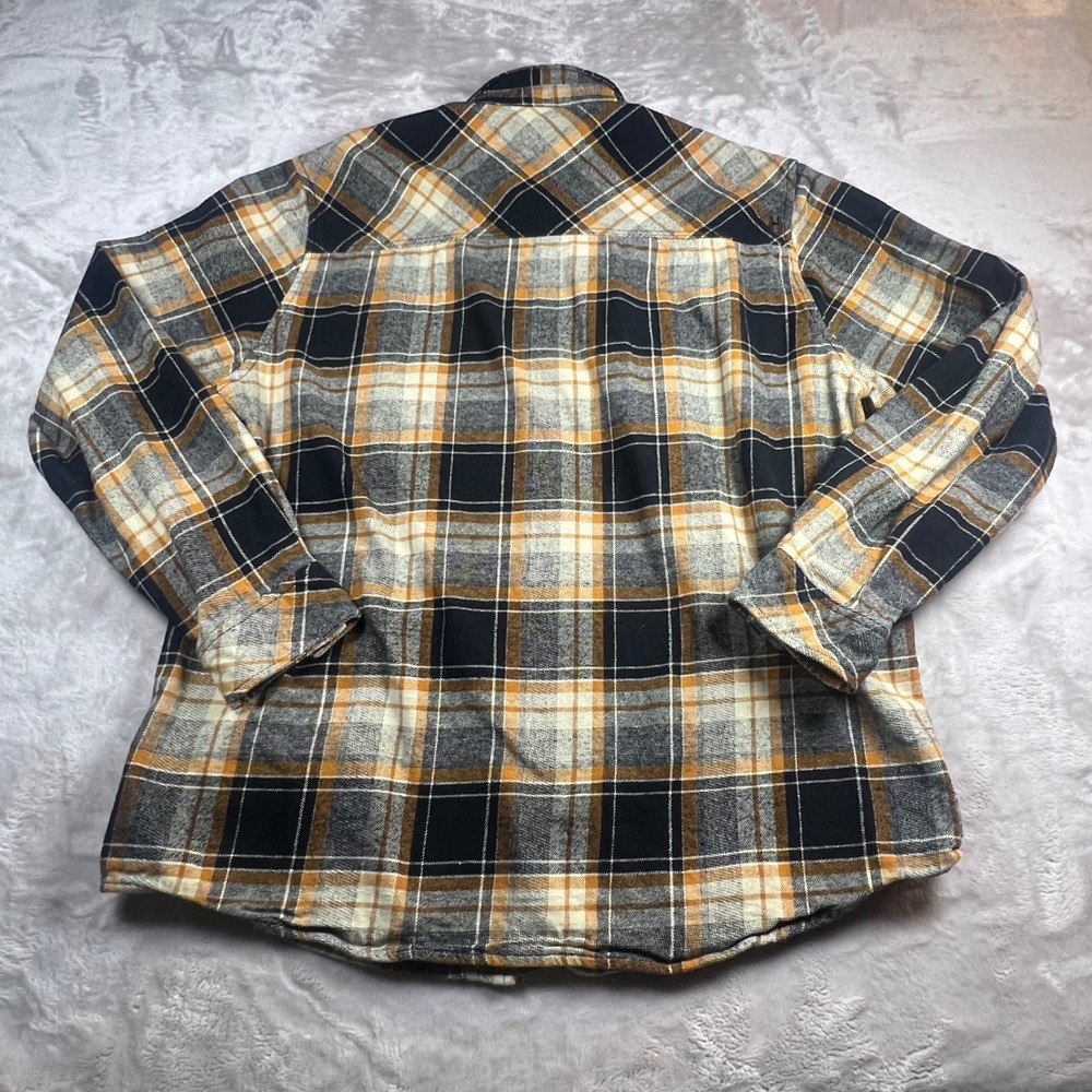 Howitzer Mens XL Adult Flannel Shirt Black Orange Plaid Patriot Made In USA - Picture 8 of 8